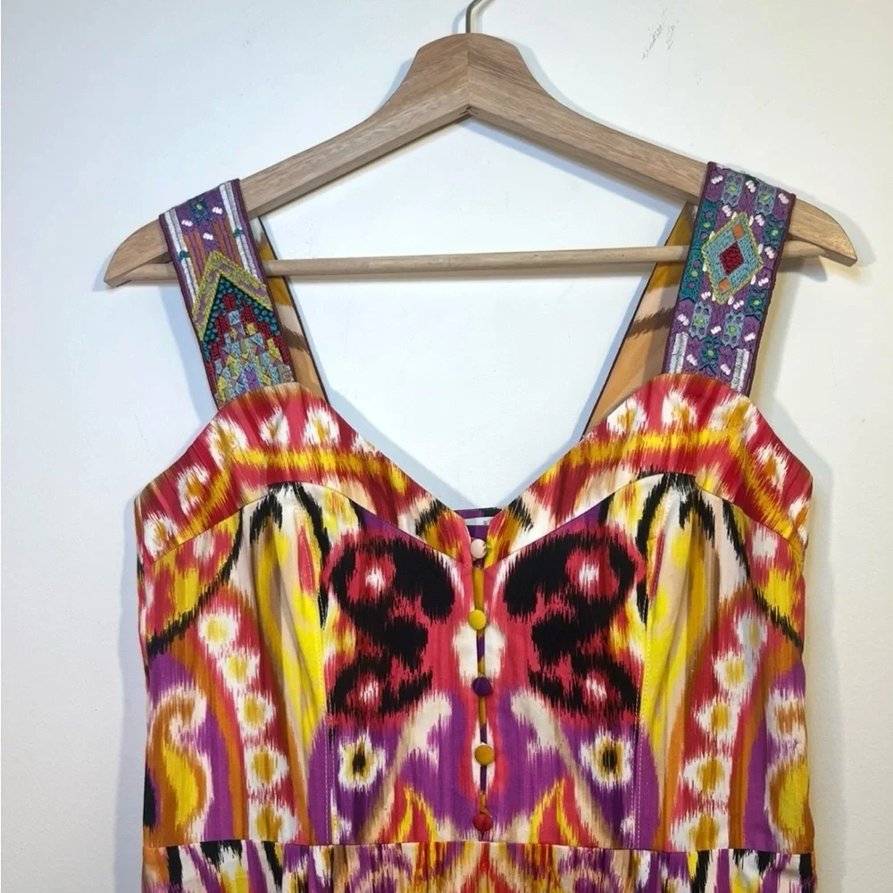 ETRO FUCHSIA IKAT RIBBON STRAP MIDI DRESS SIZE EU 40 - Picture 10 of 13